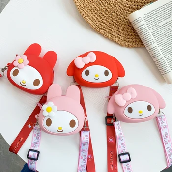 

Women Pink Red Shoulder Bags Cute Cartoon Anime Crossbody Bag Soft Silicone Small Bowknot Purse Princess Girls Mini Handbags