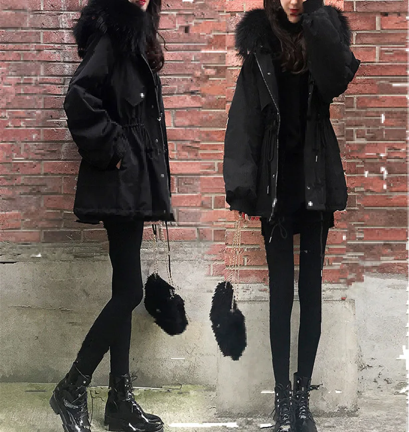 

Cotton-padded Jacket Women's 2018 New Style off Season Coat Winter Women's Thick Fur Collar Short Short-height Mid-length Cotton