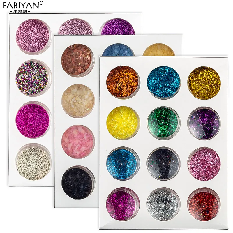 

36pcs Nail Art Glitter Mix Colors Style Powder Dust Hexagon Strip Spangle Gem Acrylic Gel UV Decoration Manicure