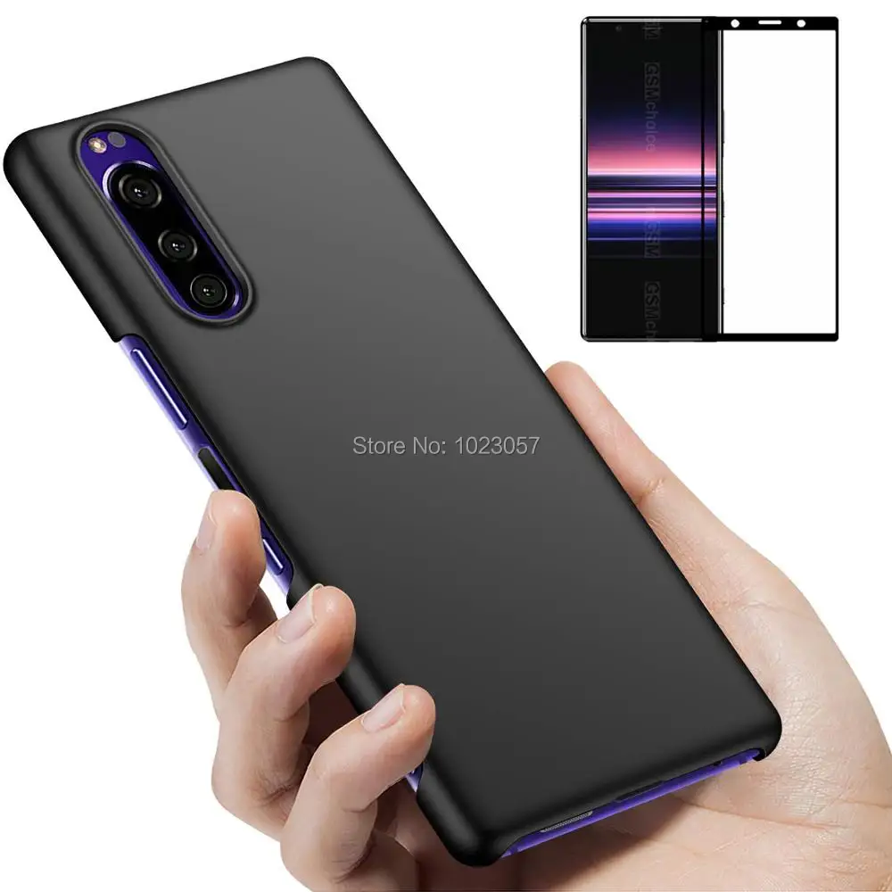 Чехол для Sony Xperia 5 черный мягкий чехол из ТПУ с полным покрытием черное закаленное