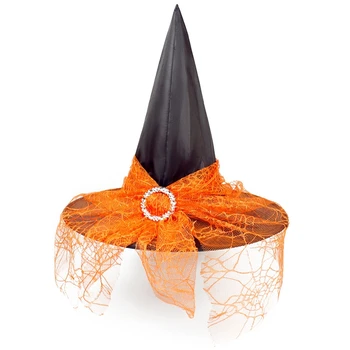 

12Pcs Halloween Decoration Props Witch Hat Adult Children Cosplay Witch Headdress(Orange)