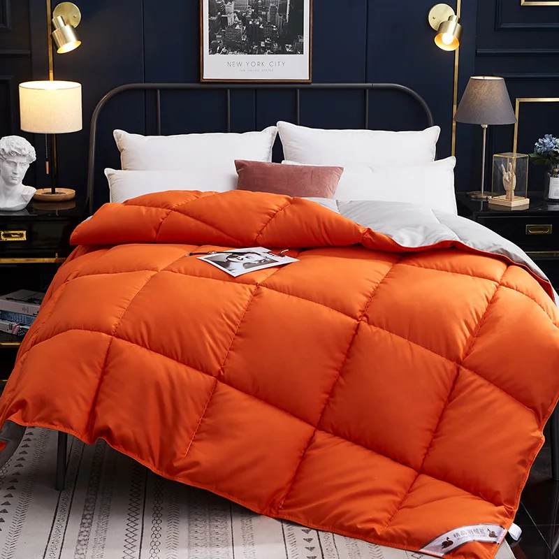 Белое хлопчатобумажное лоскутное одеяло, пододеяльник, размер King queen, сплошной цвет, утепленное летнее/зимнее одеяло, постельные принадлежности, наполнитель - Цвет: Orange