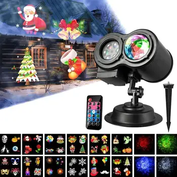 

Disco Light Party Lights Stage Light Christmas Decorations For Home LED Double-Tube Lamp 12 Pattern Card Film Projection Lamp