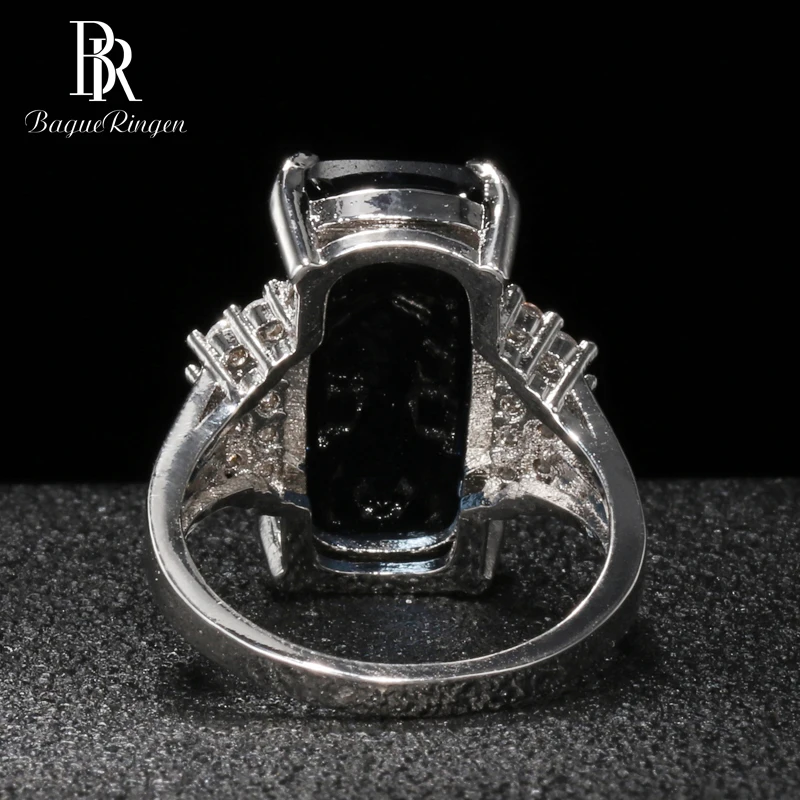 Bague Ringen, модное серебряное 925 ювелирное изделие, прямоугольное кольцо с камнями для женщин, геометрическое сапфировое, принцесса, вечерние, для банкета