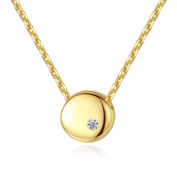 

S925 Sterling Silver Single Zirconium round Bean Fashion Simple Pendant Women's Necklace