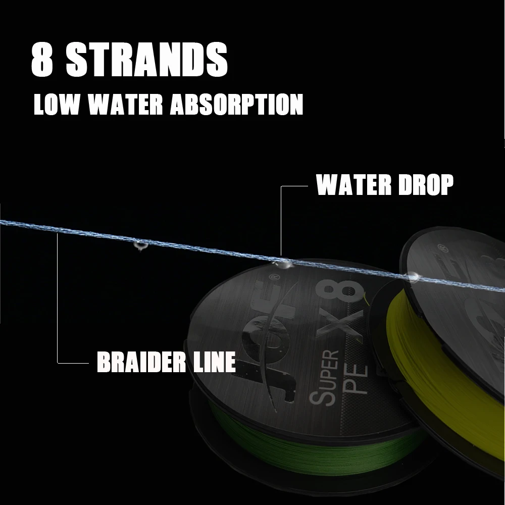 JOF X8 500M 300M 150M Braided Fishing Line 8 Strands MultiColor Multifilament Saltwater PE Line 15 20 30 40 50 60 80 100LB