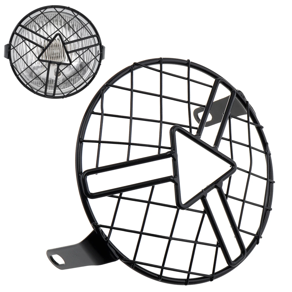 

6.5" Retro Motorcycle Headlight Lamp Mesh Cover Vintage Black Shell Round Headlight Net Fit for Harley Honda Cafe Racer