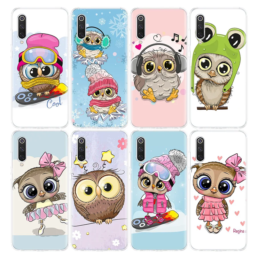 Baby Cute Owl Lover Cartoon Candy Winter Phone Case For Xiaomi Redmi Note 10S 9S 8T 11 10 9 8 Pro 9T 9A 9C 8A 7A 7 6 5 S2 Clear