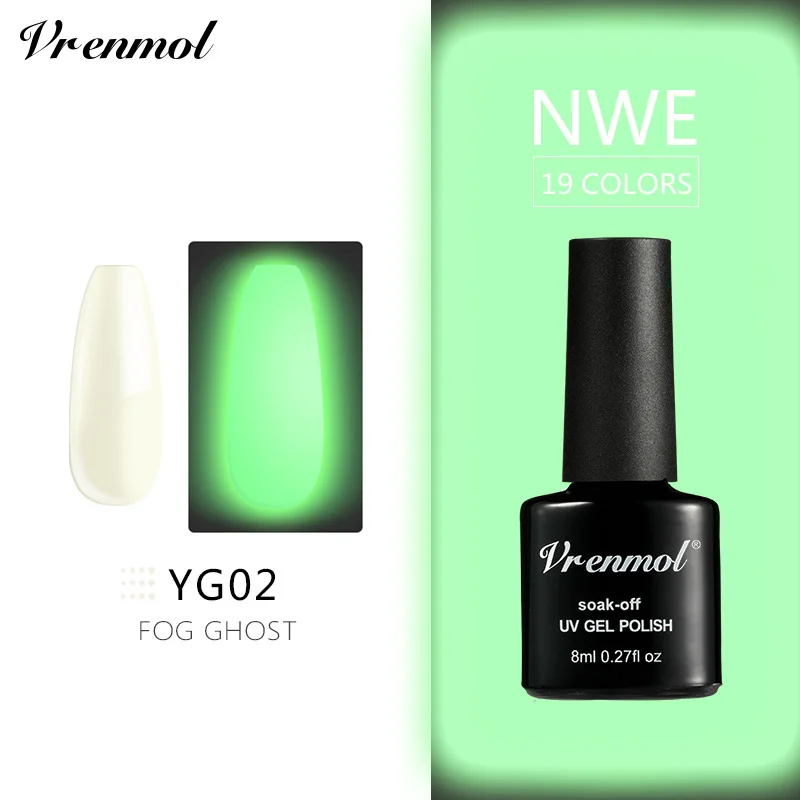 Vrenmol 19 мерцающий неоновый светящийся цвет УФ-гель лак светится в темноте Гель-лак для ногтей Летняя серия Гель-лак для ногтей - Цвет: YG02