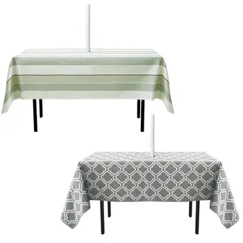 

Waterproof Tablecloth with with Zipper Umbrella Hole 600D Oxford Cloth Spill Proof for Rectangular Dining Table Cover Tea Table