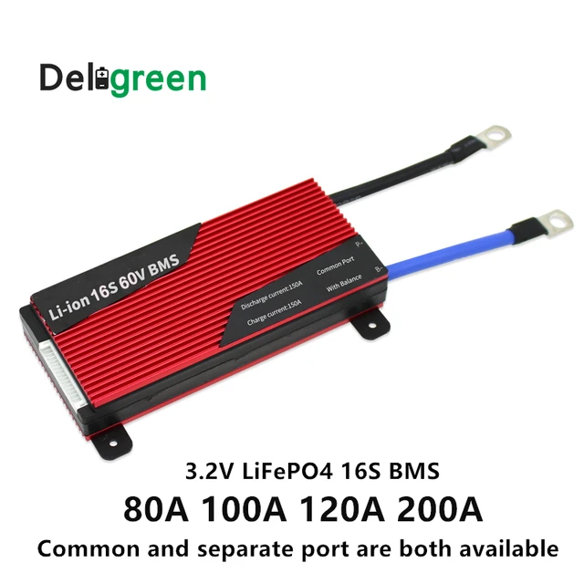 $US $58.41 Deligreen 16S 48V 80A 100A 120A 200A 250A PCM/PCB/BMS for 3.2V LiFePO4 battery pack DIY 18650 Lithion with Balance function
