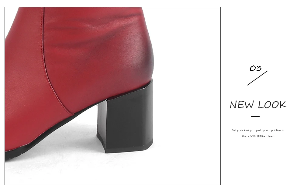 SOPHITINA/модные дизайнерские ботинки на молнии из высококачественной натуральной кожи; удобная обувь ручной работы на квадратном каблуке; женские ботинки; C527