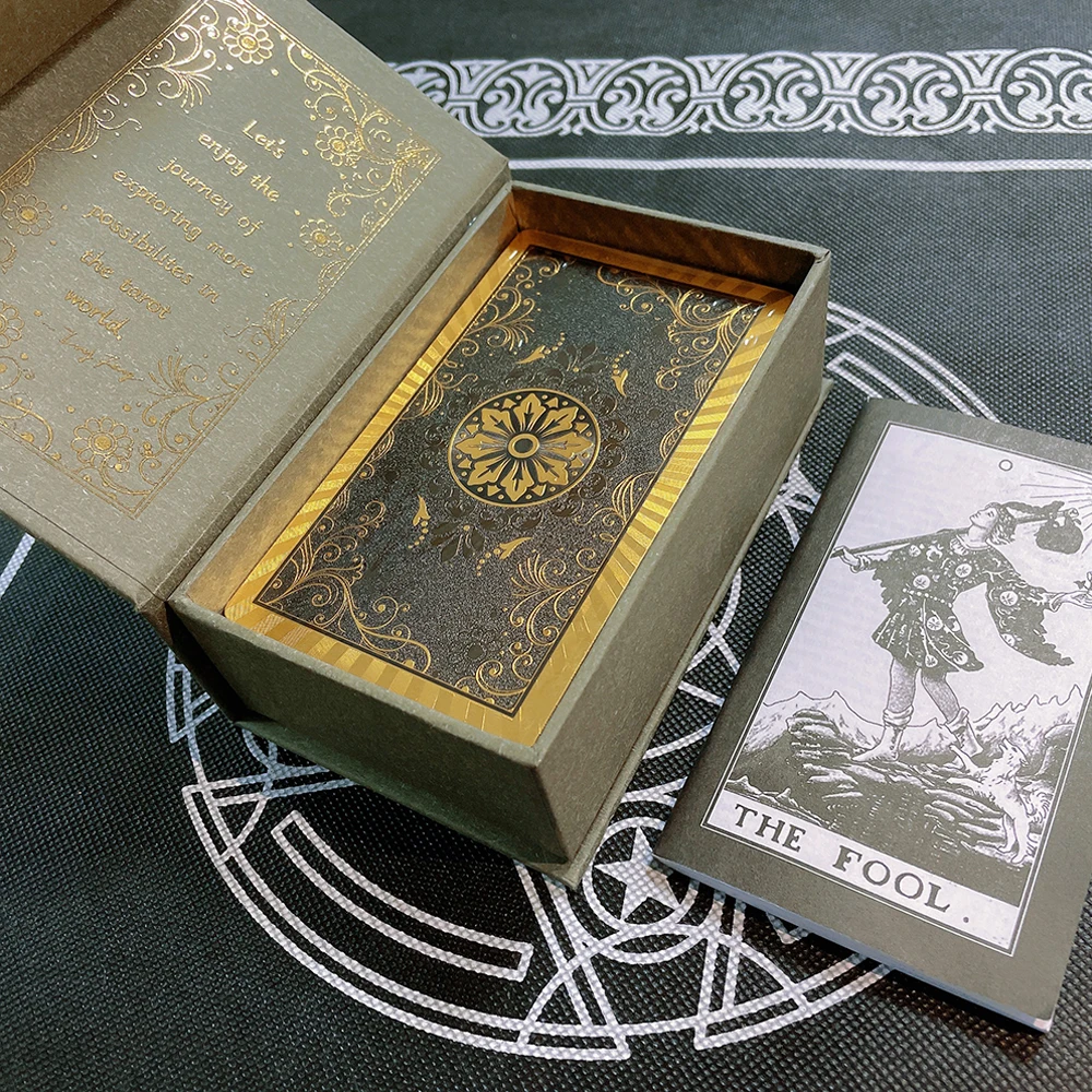 Set Tarot Cards Gift Box Luxury Gold Foil Tarot Card Hot Stamping PVC Waterproof Wear-resistant Board Game Solitaire Divination