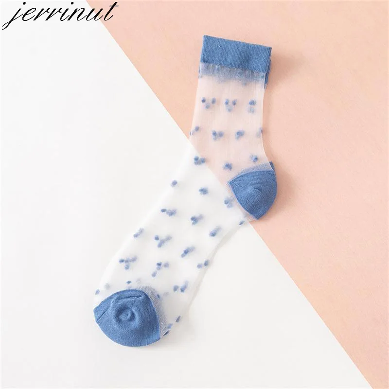 Jerrinut женские летние невидимые хлопковые носки в сетку милые повседневные прозрачные носки без шоу модные забавные Kawaii короткие носки 1 пара - Цвет: blue