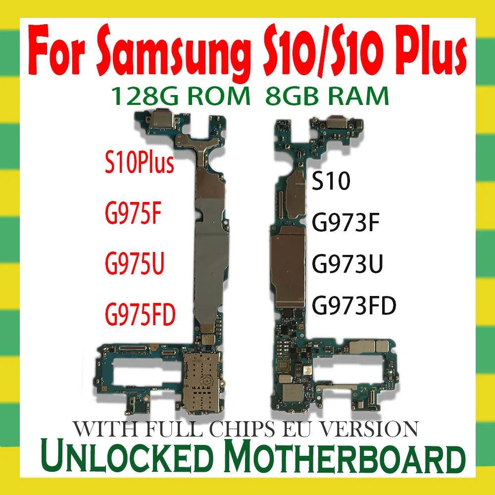 Разблокированная материнская плата 128 ГБ для Samsung Galaxy S10 Plus G973F G973FD G973U G975F G975FD G975U