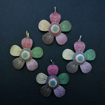 

48mm CZ Micro Pave Flower Pendant Charm Jewelry Pendant
