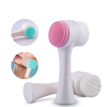 

Double Side Silicone Facial Cleaning Brush Deep Cleansing Soft Fiber Portable Skin Beauty Massager Skin Pore Clean Facial Care