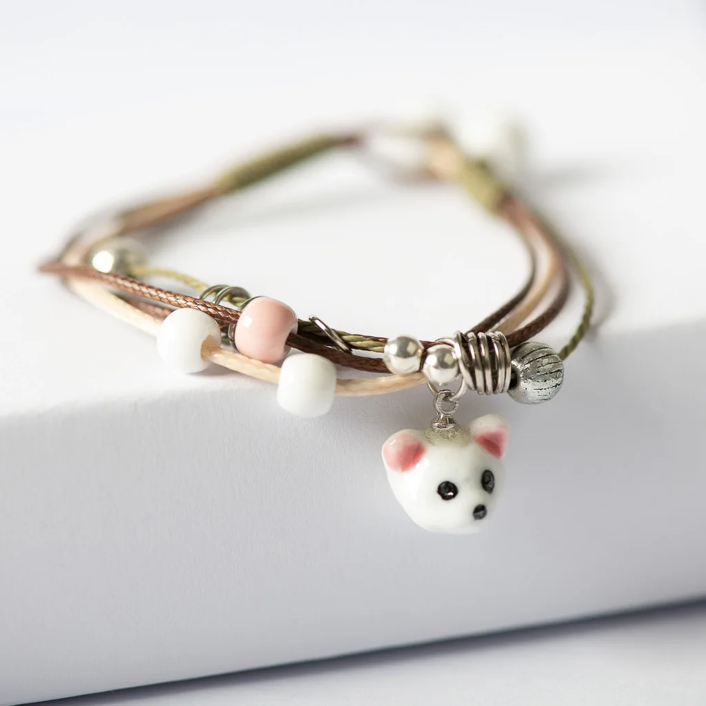 Ceramic Animal Pendant Bracelets Handmade Beads Charm Gift Women's Bracelet FZ428Strand