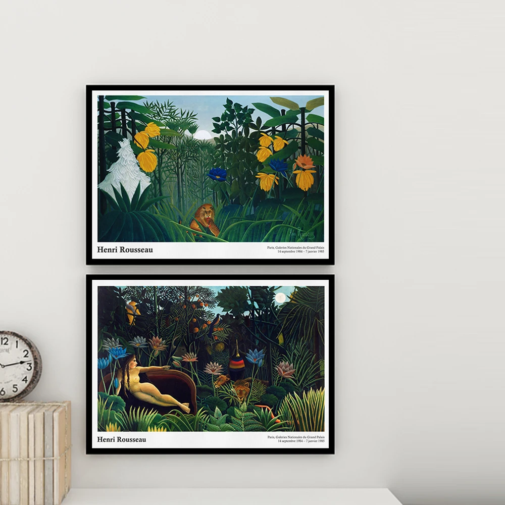 

Картина на холсте Анри Руссо в стиле ретро, настенная живопись с лесными пейзажами джунглей в скандинавском стиле, украшение для дома, для гостиной