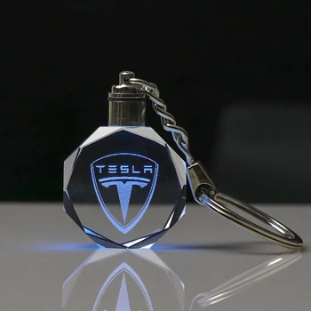 

Auto KeyRing For TESLA Model S 3 Logo crystal LED KeyChain Badge Key Ring Emblem Key Holder Chain