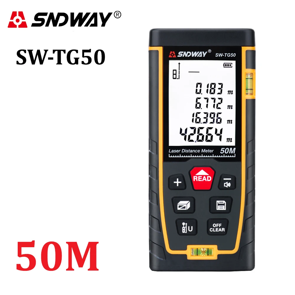 SW-TG50 50M Лазер sndway, дальномер 40 м, 60 м, 80 м, 100 м, дальномер, trena, Лазерная Лента, дальномер, устройство для измерения, линейка, инструмент для тестирования - Цвет: SW-TG50 50M