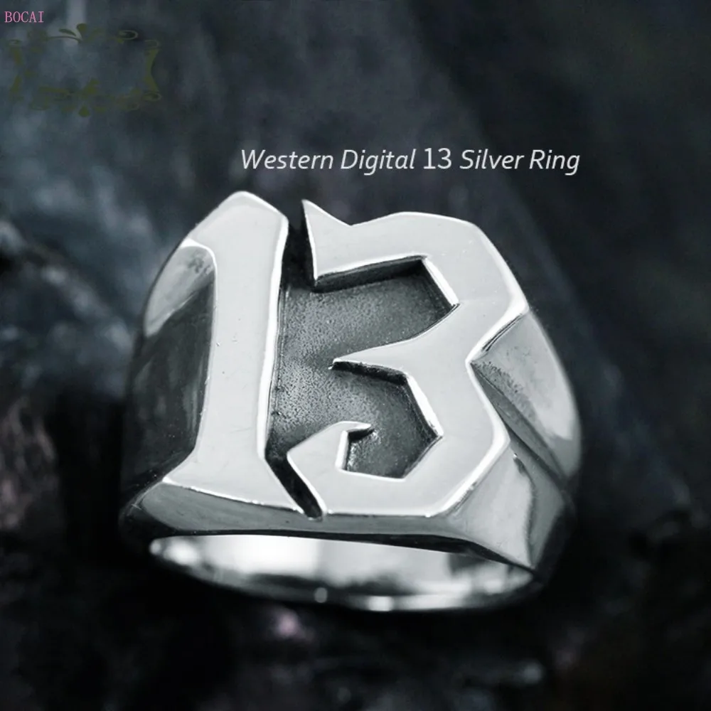 925 серебро Западный личность Western Digital 13 кольцо Для мужчин кольцо для указательного пальца атмосферное ретро Тайский серебряное кольцо