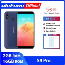 Ulefone S9 Pro Android 8.1 Mobile Phone 5.5 inch HD+ MTK6739 Quad Core 2GB RAM 16GB ROM 13MP+5MP Dual Rear Cameras 4G Smartphone