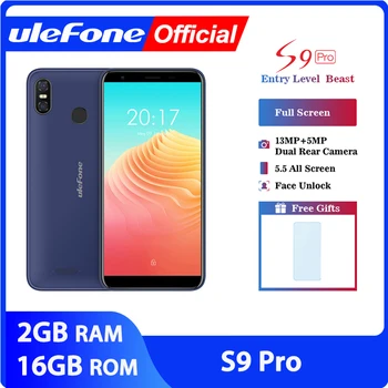 

Ulefone S9 Pro Android 8.1 Mobile Phone 5.5 inch HD+ MTK6739 Quad Core 2GB RAM 16GB ROM 13MP+5MP Dual Rear Cameras 4G Smartphone
