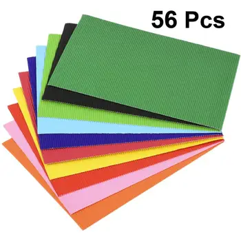 

56pcs A4 DIY Paper Corrugated Cardboard Sheets Arts Crafts Projects Colored Cardstock (Mixed Color)