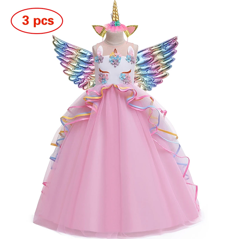 Flower girl Unicorn rainbow wedding party dress girl birthday party Unicorn role dance performance dress Flower girl Unicorn rainbow wedding party dress girl birthday party Unicorn role dance performance dress