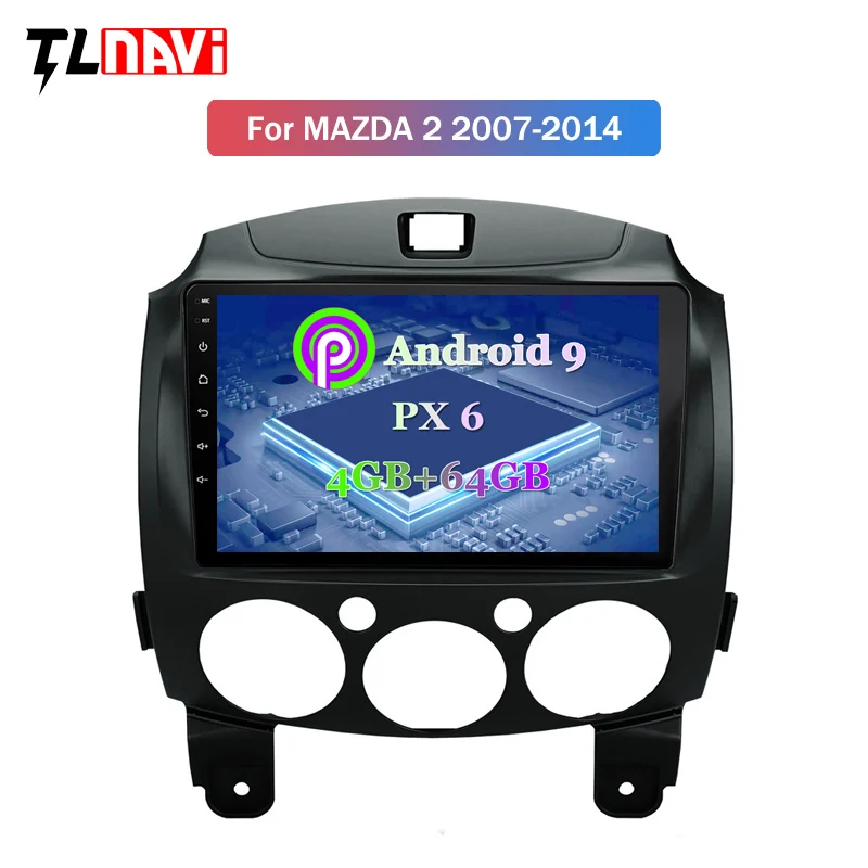 Flash Deal 9 INCH PX6 4G+64G Android 9.0 For MAZDA 2/Jinxiang/DE/Third generation 2007-2014 GPS Navigation Multimedia Player 1