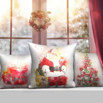

Warm Christmas Style Peach Skin Single Side Cushion Cover Decorative Pillows Sofa Home Decoration Winter