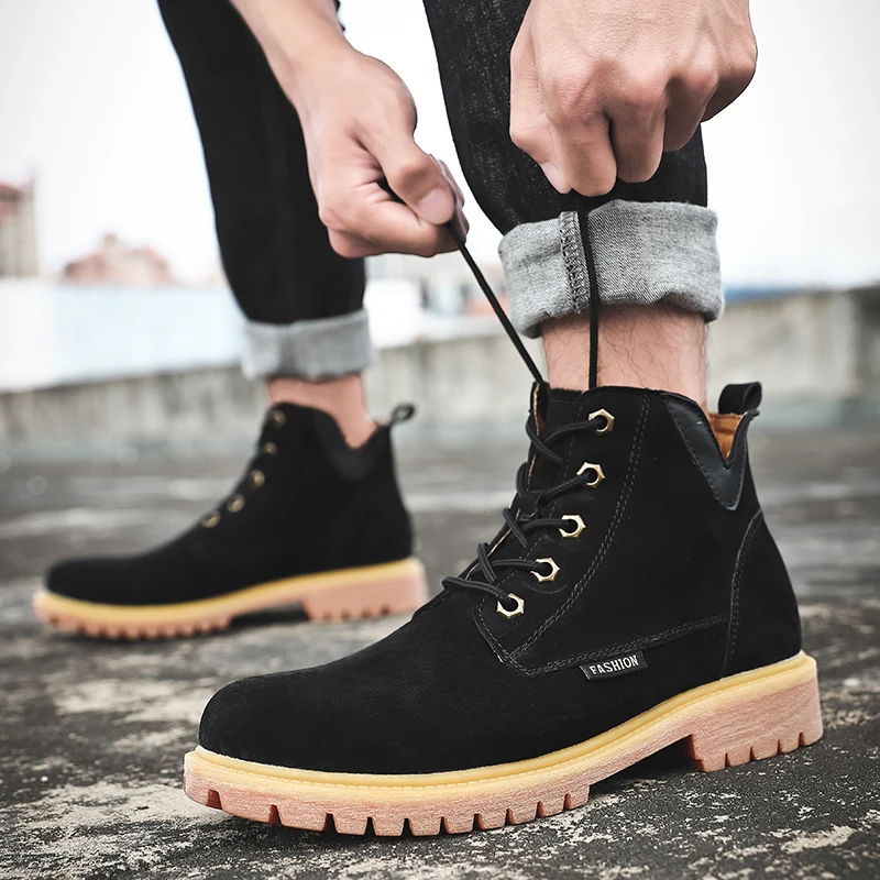 

Men's boots new winter fashion hit color suede round head with Martin boots men's boots England wind