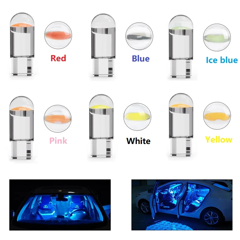 2 pièces T10 194 W5W ampoule LED 12V COB clignotant 6000K blanc 168 501  2825 ampoules LED pour éclairage intérieur de voiture carte lumière plaque