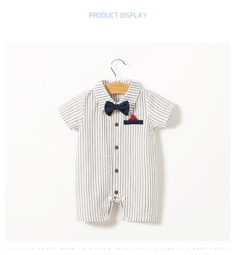 Детские комбинезоны; De Verano Para Conjuntos De Ropa De Manga Corta Pajarita Camisa; одежда для маленьких джентльменов в полоску; Ropa Para Bebe