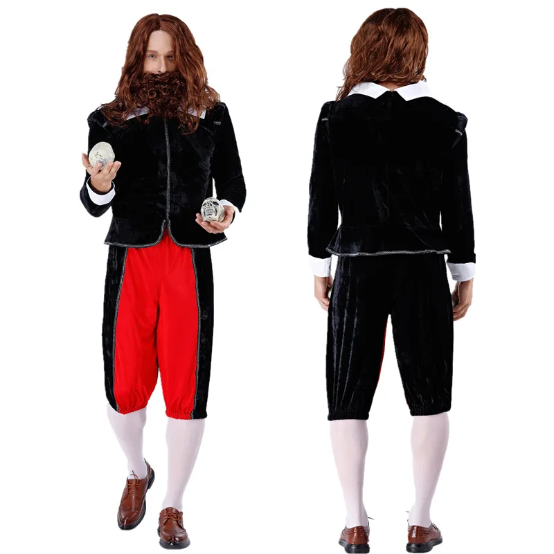 

New Style Halloween Cloak COS Black Red Vampire Death Exorcist Crazy Old Man Ball Party Adult