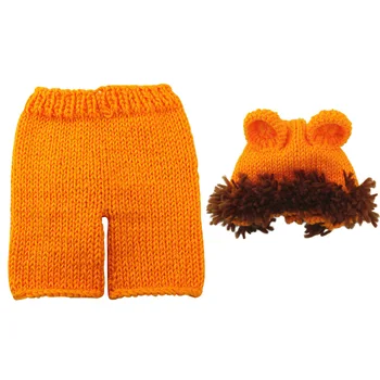 

Shoot Newborn Photography Soft Hat Pants Orange Photo Prop Set Baby Animal Shape Crochet Costumes Outfits Studio Accessories