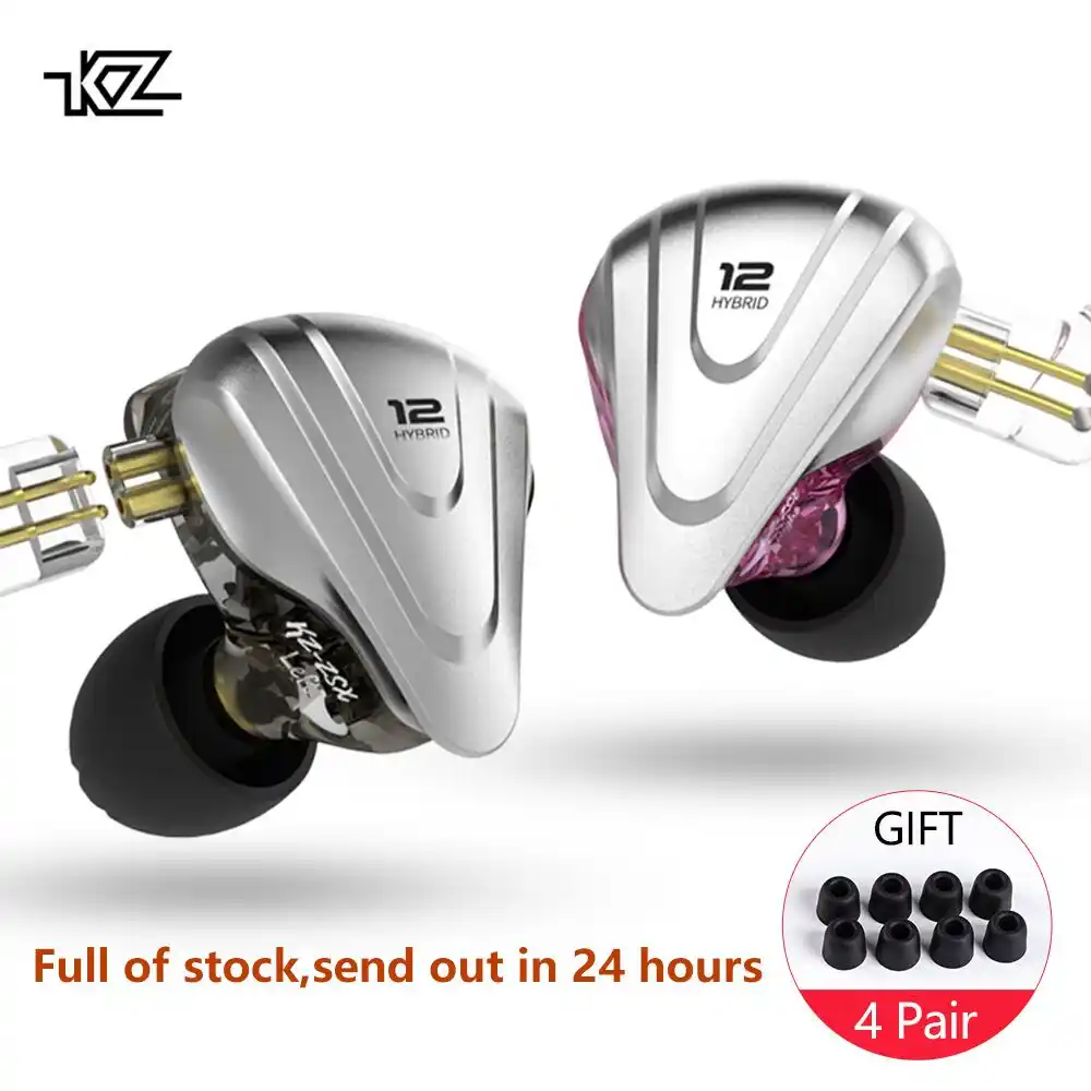 Auriculares Hibridos De Oido Kz Zsx 5ba 1dd Con 12 Controladores