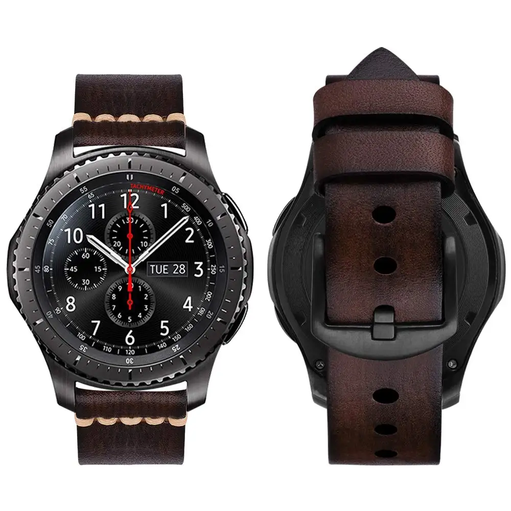 22 мм браслет для samsung Galaxy Watch 46 мм gear S3 классический Frontier Amazfit 2S HUAWEI часы GT ремешок кожаный correa reloj - Цвет ремешка: Coffee
