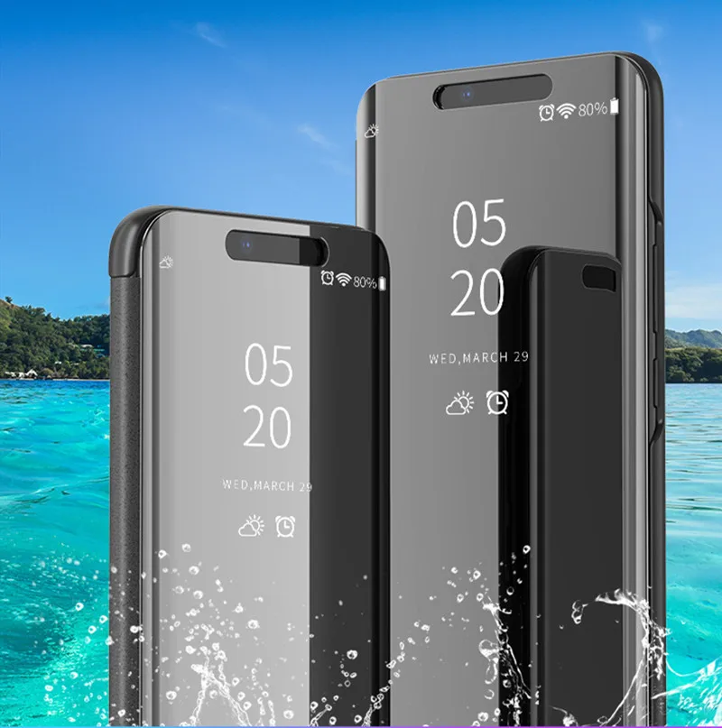 

Display Time View Cover Smart Cover Phone Case Card Bag For Huawei Flip Smart Clear Mirror