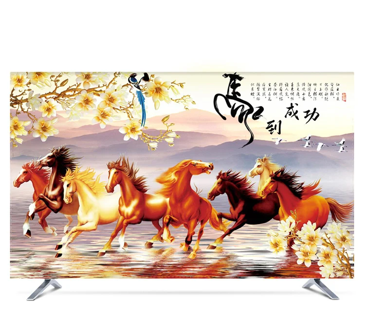 Изготовленный На Заказ 1"-80" 22 дюймов 75 дюймовый ЖК-экран tv PC крышка декоративная капот занавес Sunrise Horses холмы цветок водонепроницаемый