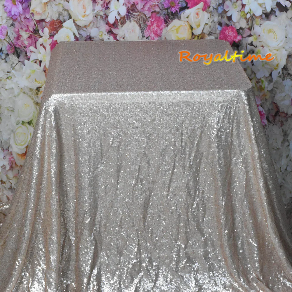 72x72in/90x132in Glitter Sequin RECTANGULAR Tablecloth-Iridescent White Sequin Table Cloth for Wedding Party Christmas Decor - Цвет: Matte Champagne