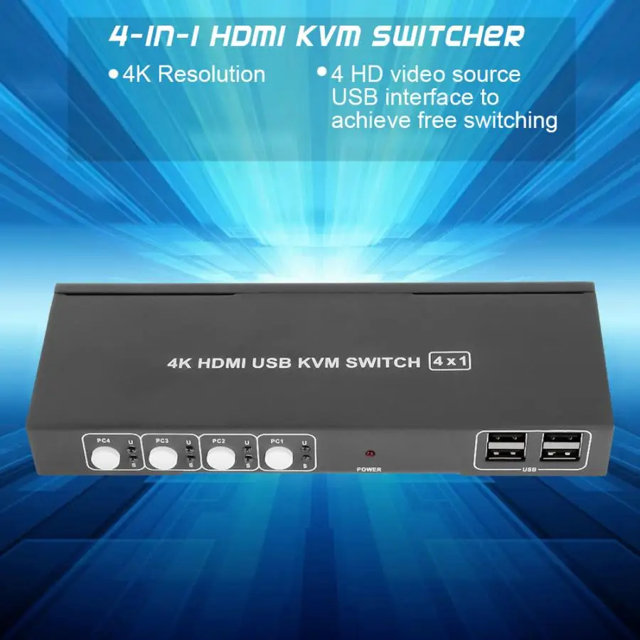 4 порта HDMI KVM 2X1 переключатель 4K 30 Гц видеоразветвитель конвертер адаптер 100-240 в ЕС штекер HDMI конвертер адаптер