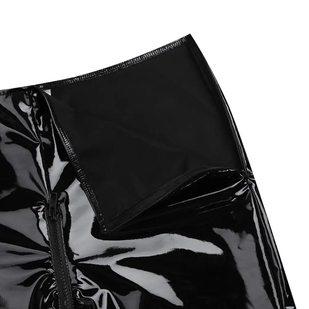 FEESHOW Женские сексуальные шорты из лакированной кожи облегающие открытые на