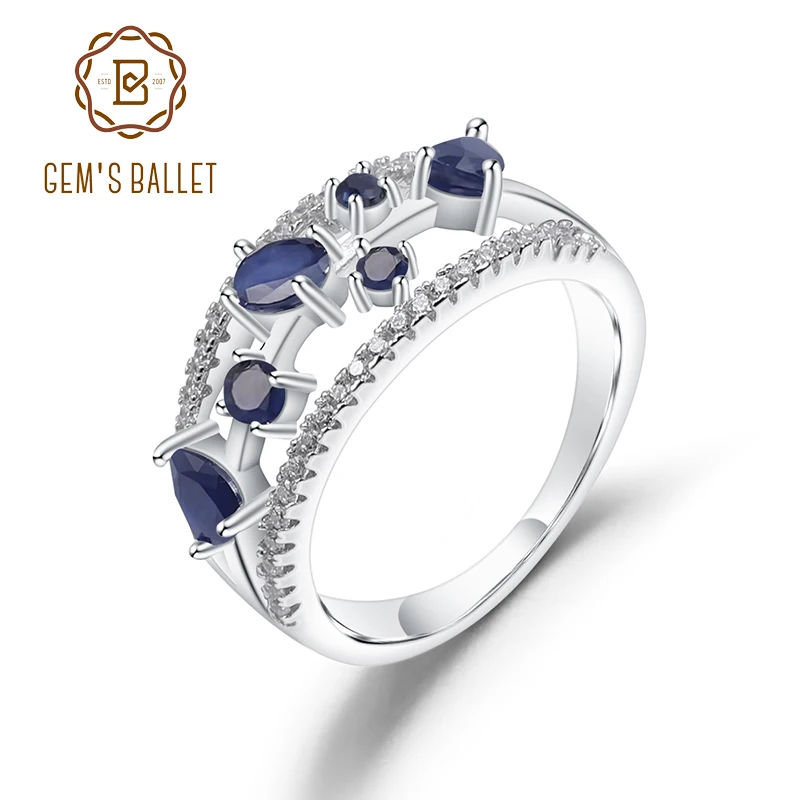 GEM'S BALLET 0.65Ct Натуральный Синий сапфир кольцо хорошее ювелирное изделие 925 пробы серебро Необычные классические овальные драгоценные камни кольца для женщин