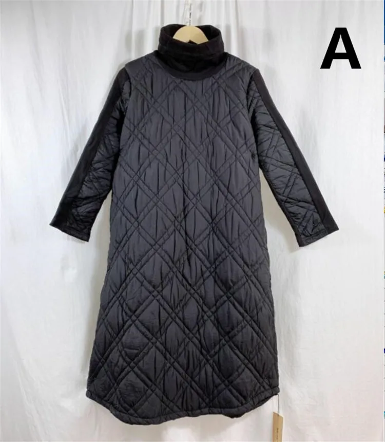 Новинка осенне-зимнее женское Платье макси с высоким воротом M-6XL 7XL плюс размер весеннее бархатное платье верхняя одежда черное платье-парка - Цвет: A