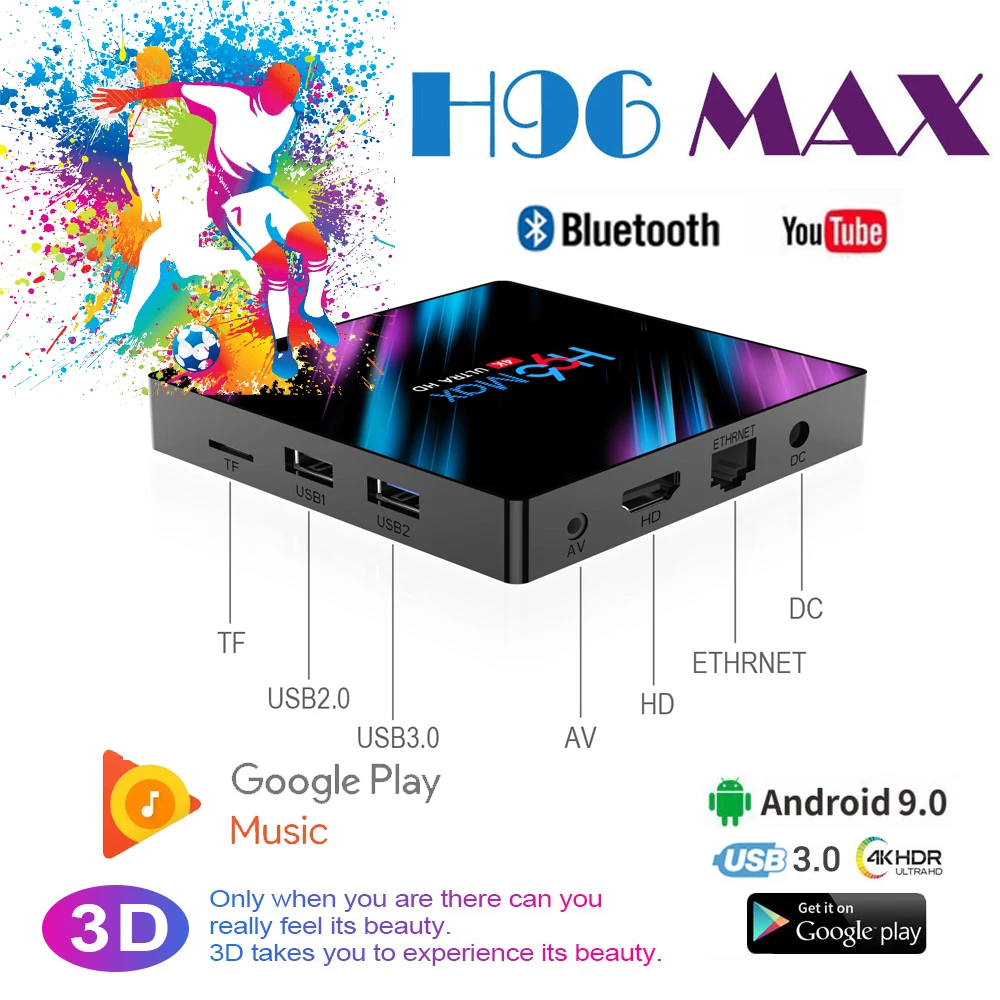 

H96MAX Android 9.0 TV Box RK3318 Quad Core Smart tv box Wifi BT 4.0 4K 3D HD Media Player max Set Top Box Voice Control H96 MAX