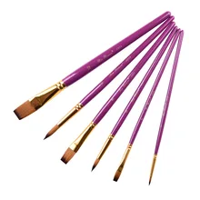 Набор из 6 предметов, фиолетовые, белые, синие цвета, три цвета, дополнительно, набор кистей для художественного творчества, нейлоновые волосы, акварельные акриловые кисти для живописи маслом