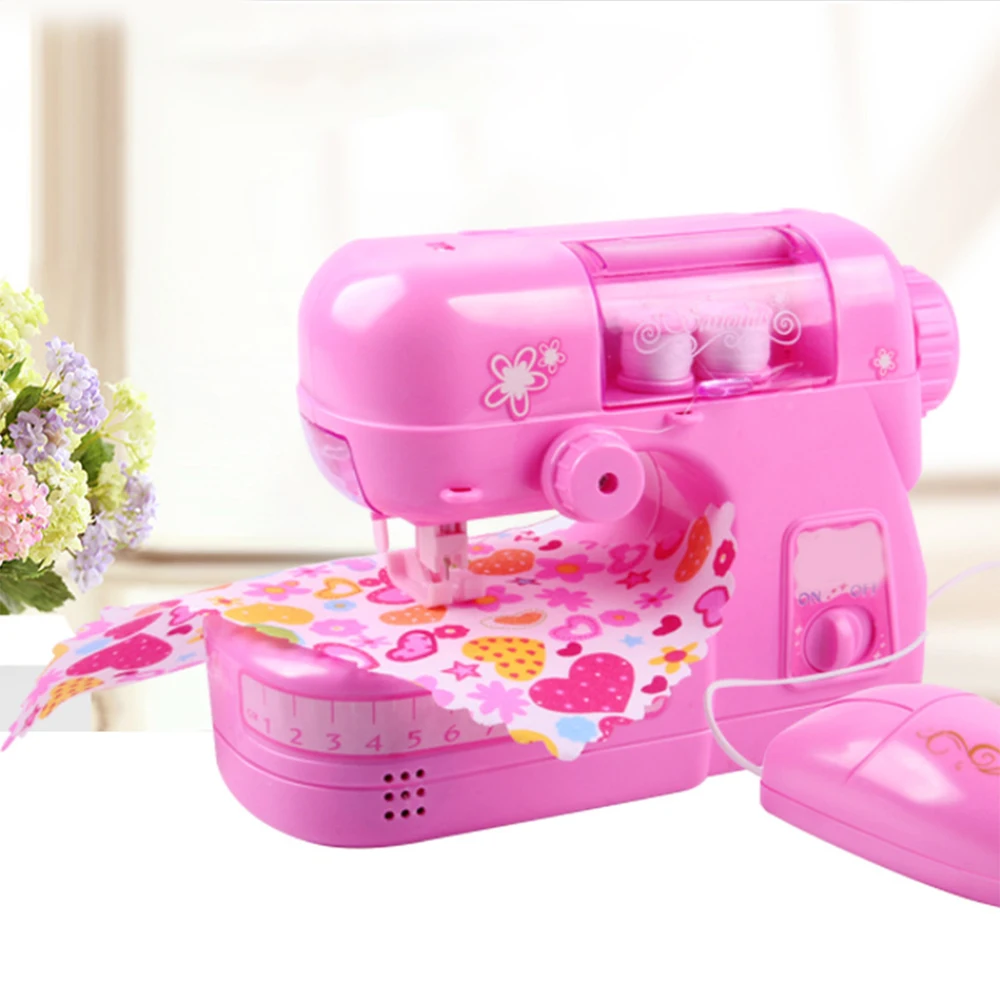 Mini Sewing Machine Toy Simulation Small Household Kids Pretend Play Toys Role Play Early Educational Toy Gift