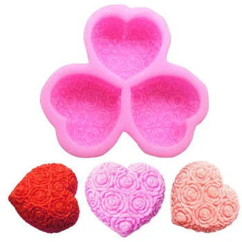 

New Bakeware Cake Mold Heart Shaped Love Rose Silicone Dessert Fondant DIY Handmade Soap Mold Home Kitchen Pastry Baking Tool
